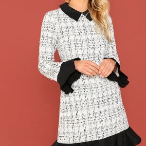 2 In 1 Pephem Collared Tweed Dress